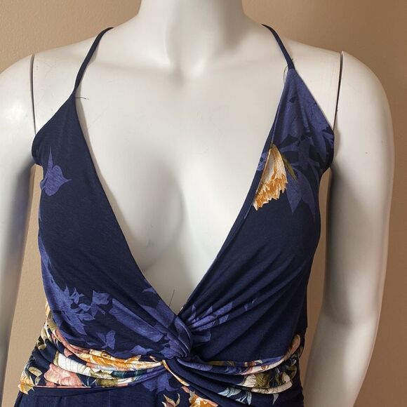 NWT Floral Navy Bodycon Asymmetrical Maxi Dress - Size 1X - Picture 2 of 11